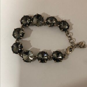 Stella & Dot Amelie Grey Rivoli Rhinestone Silver Tone Link Bracelet
